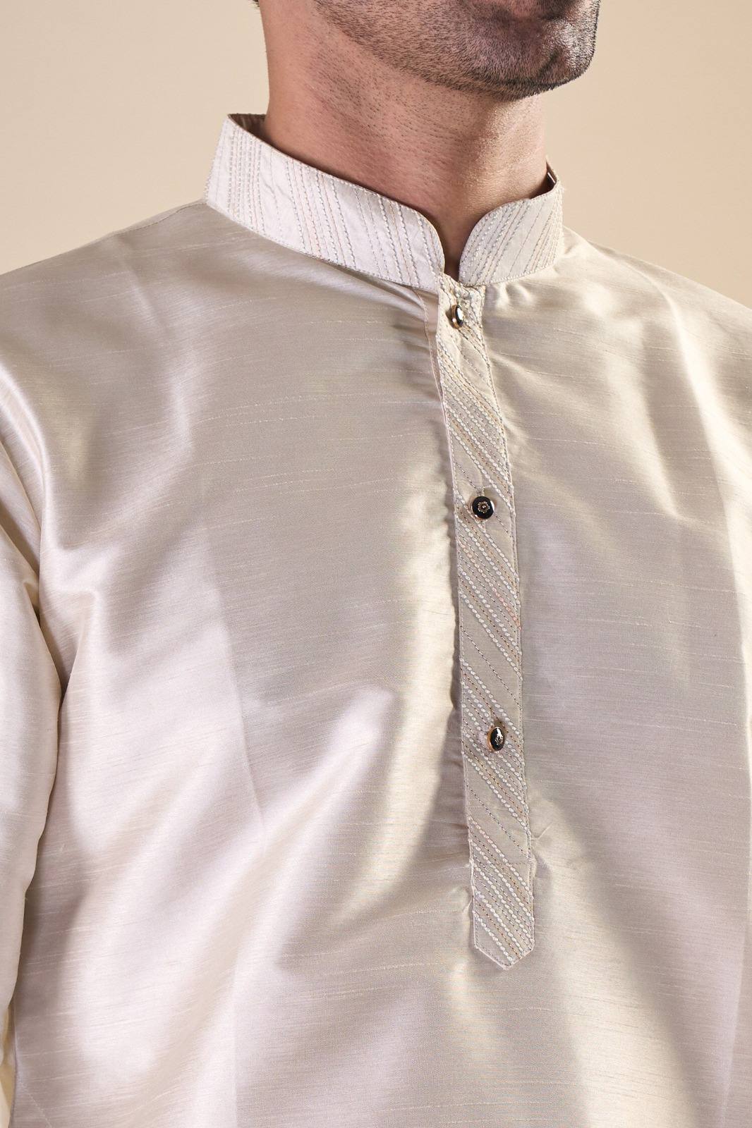 Men Cotton Silk Kurta Set