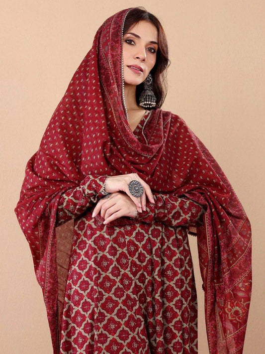 Rayon Printed Kurti Pant Dupatta 3-Piece Set