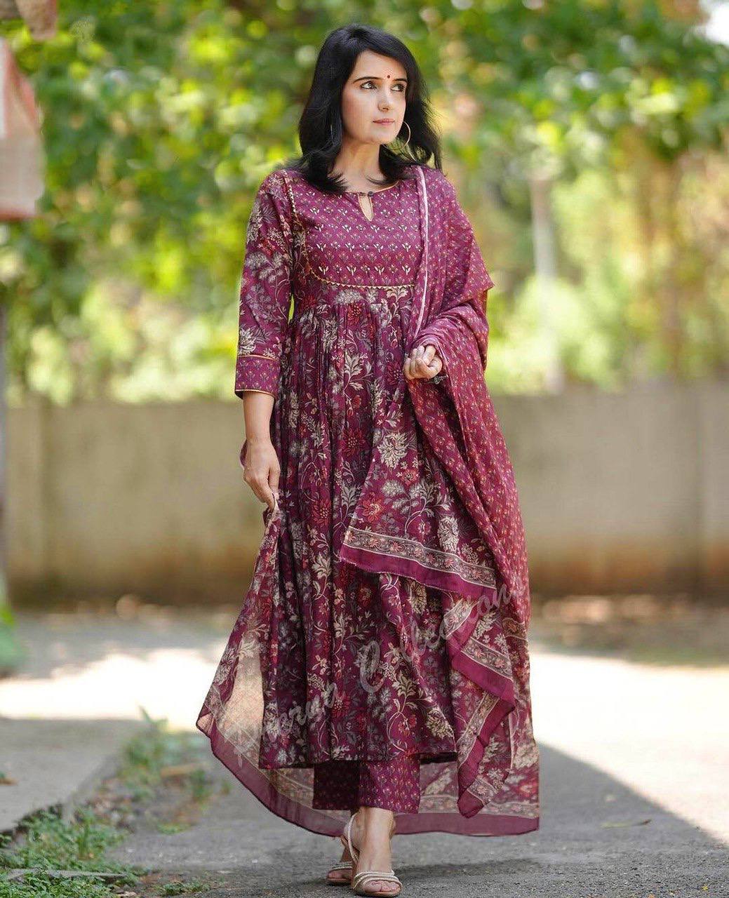 Purple Kurti, Pant with Dupatta