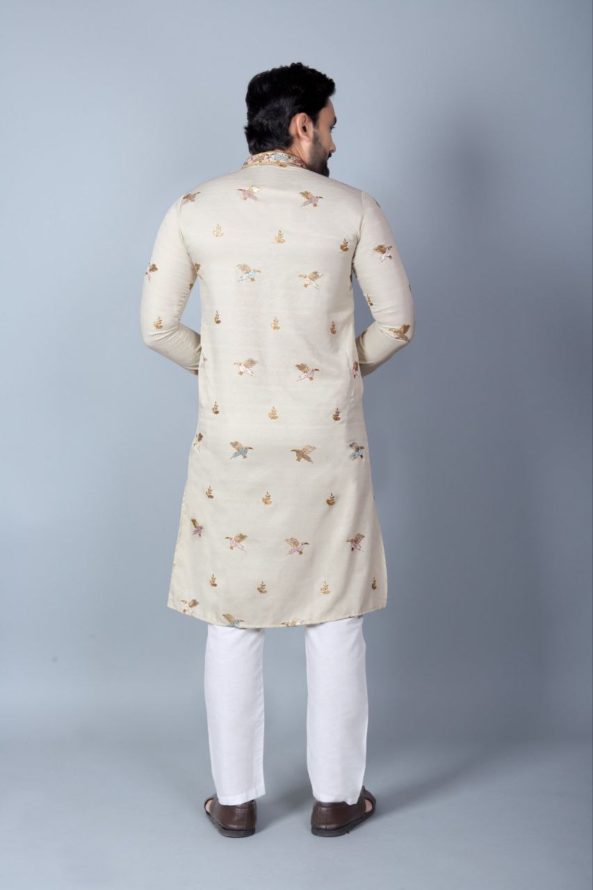 Men Khadi Silk Kurta Pants Set