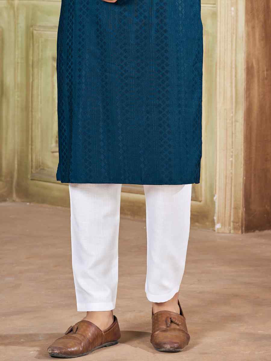 Anantam Navy Blue Pure Viscose Embroidered Kurta Set