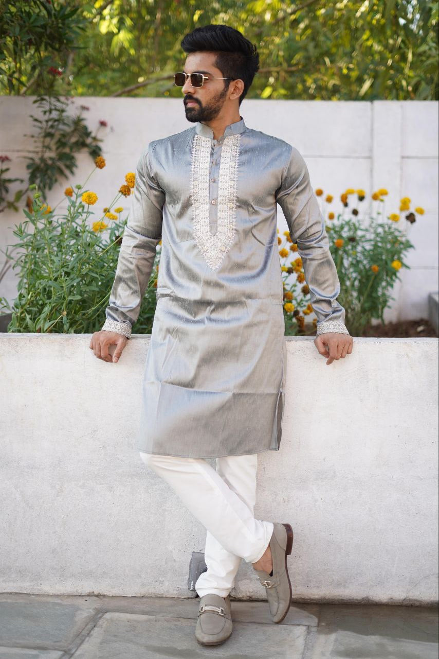 Aarush Cotton Silk Men Kurta