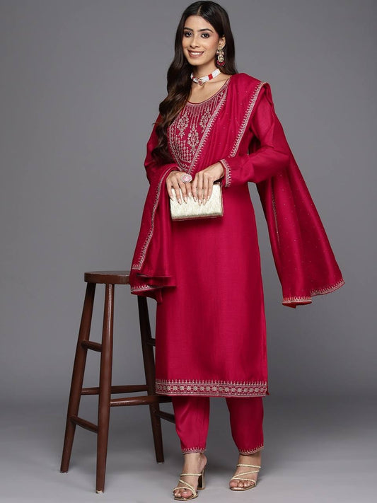 Magenta Readymade Pakistani Suit