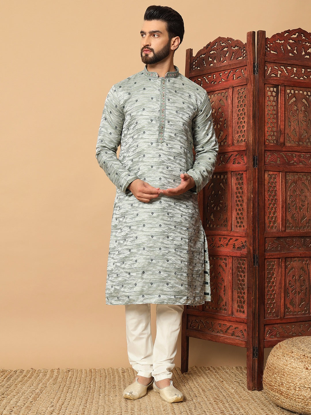 Designer Jacquard Kurtas set with Sequins work