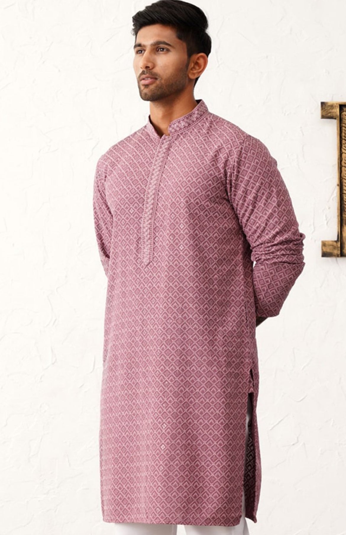 Magenta Sequin Embroidered Kurta - PREORDER