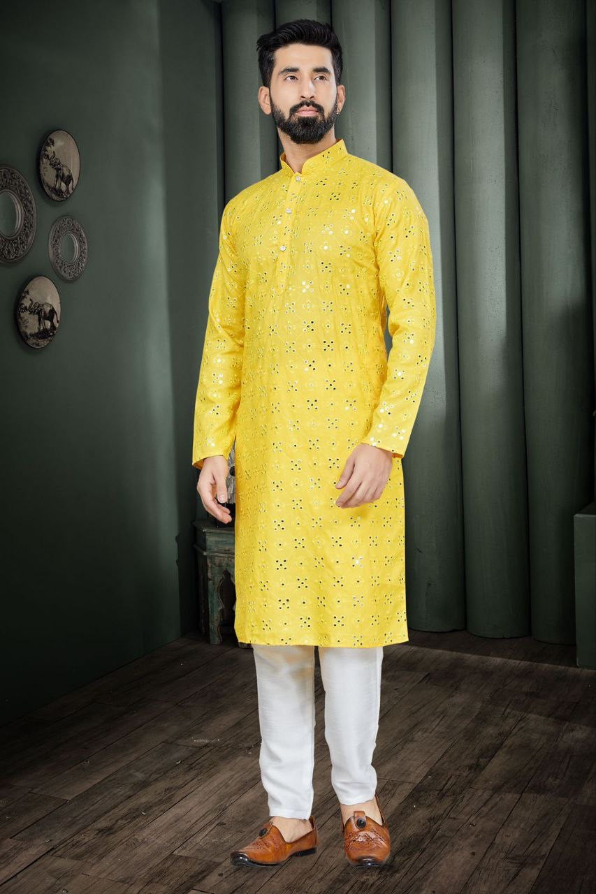 Partywear Mirror work Kurta for Men