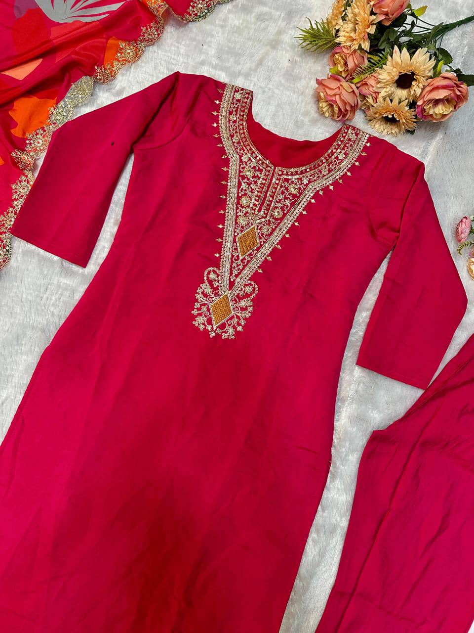 Readytowear embroidered Kurti with Pants for festive season