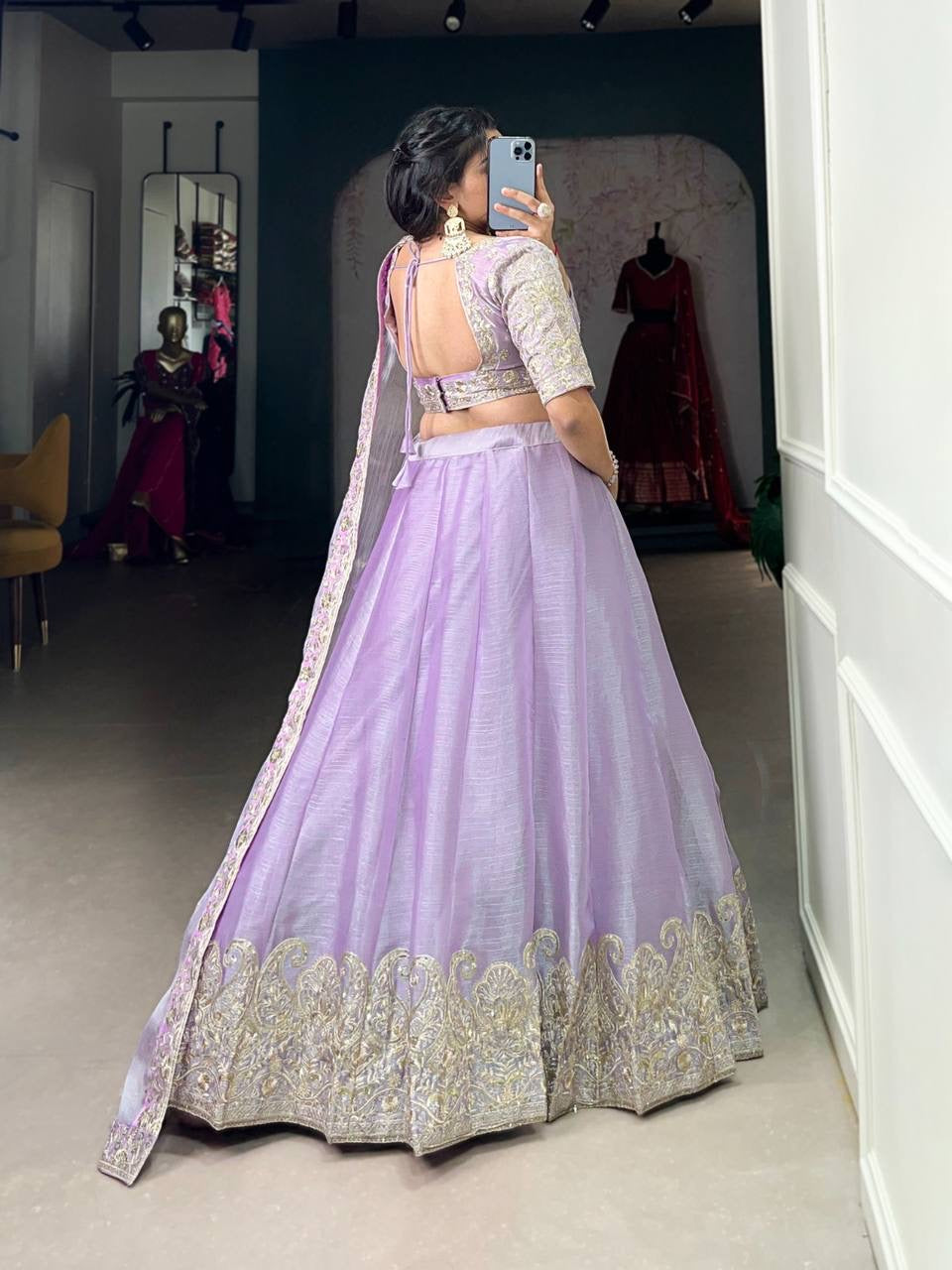 Anvika Purple Cotton Silk Lehenga