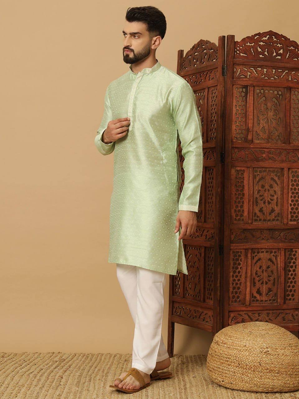 Jacquard Silk Festive Kurta for Men