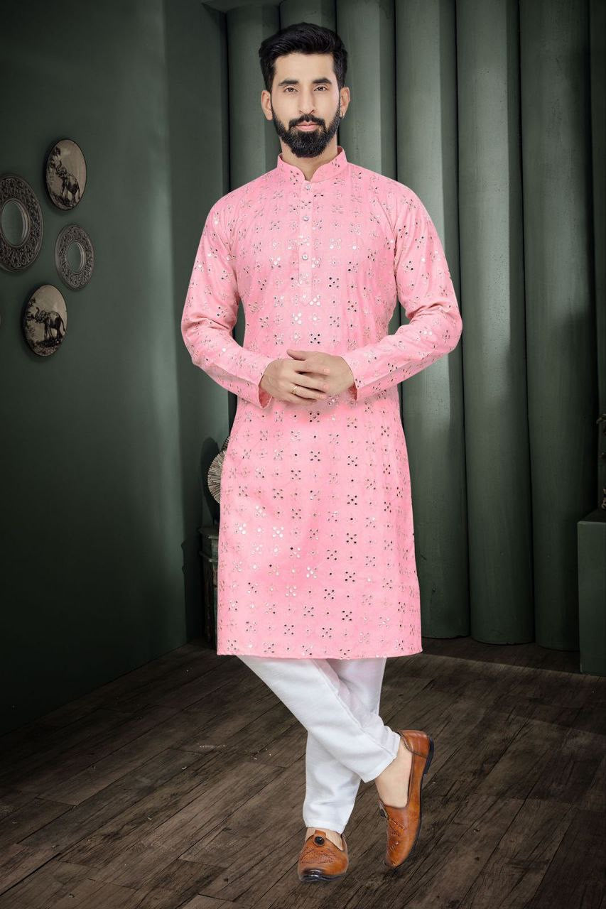 Partywear Mirror work Kurta for Men