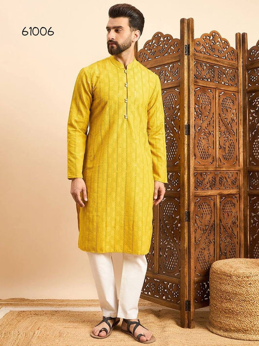 Yellow Rayon Kurta with Sequins Work