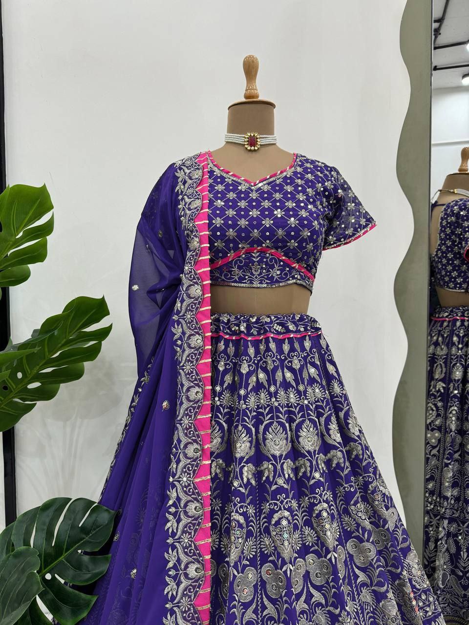 Purple Designer Georgette Lehenga Choli