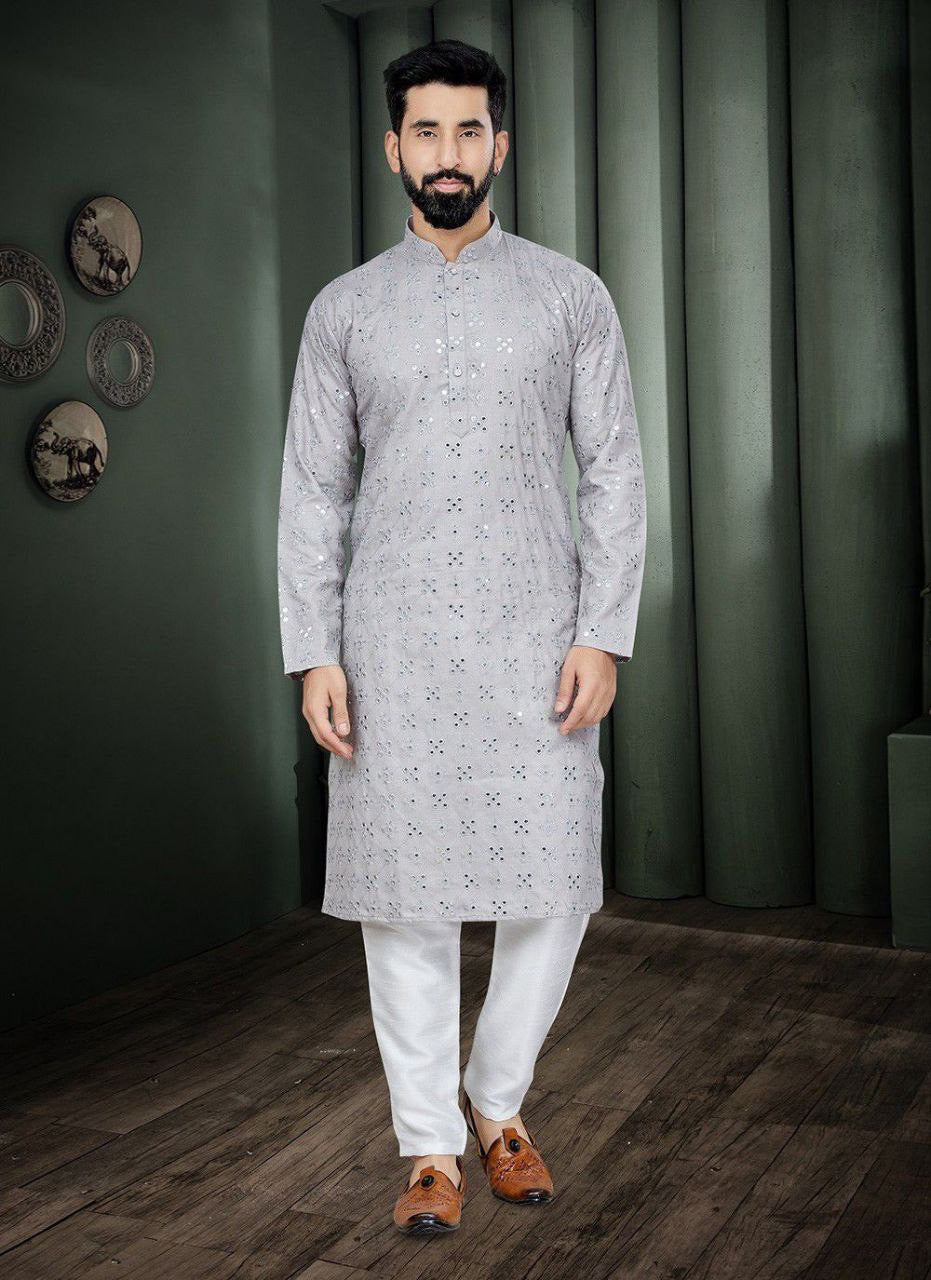 Partywear Mirror work Kurta for Men