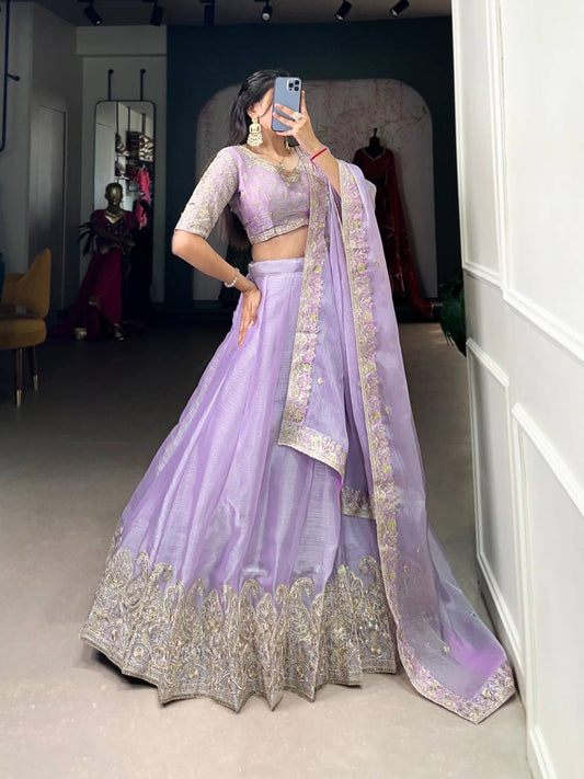 Anvika Purple Cotton Silk Lehenga