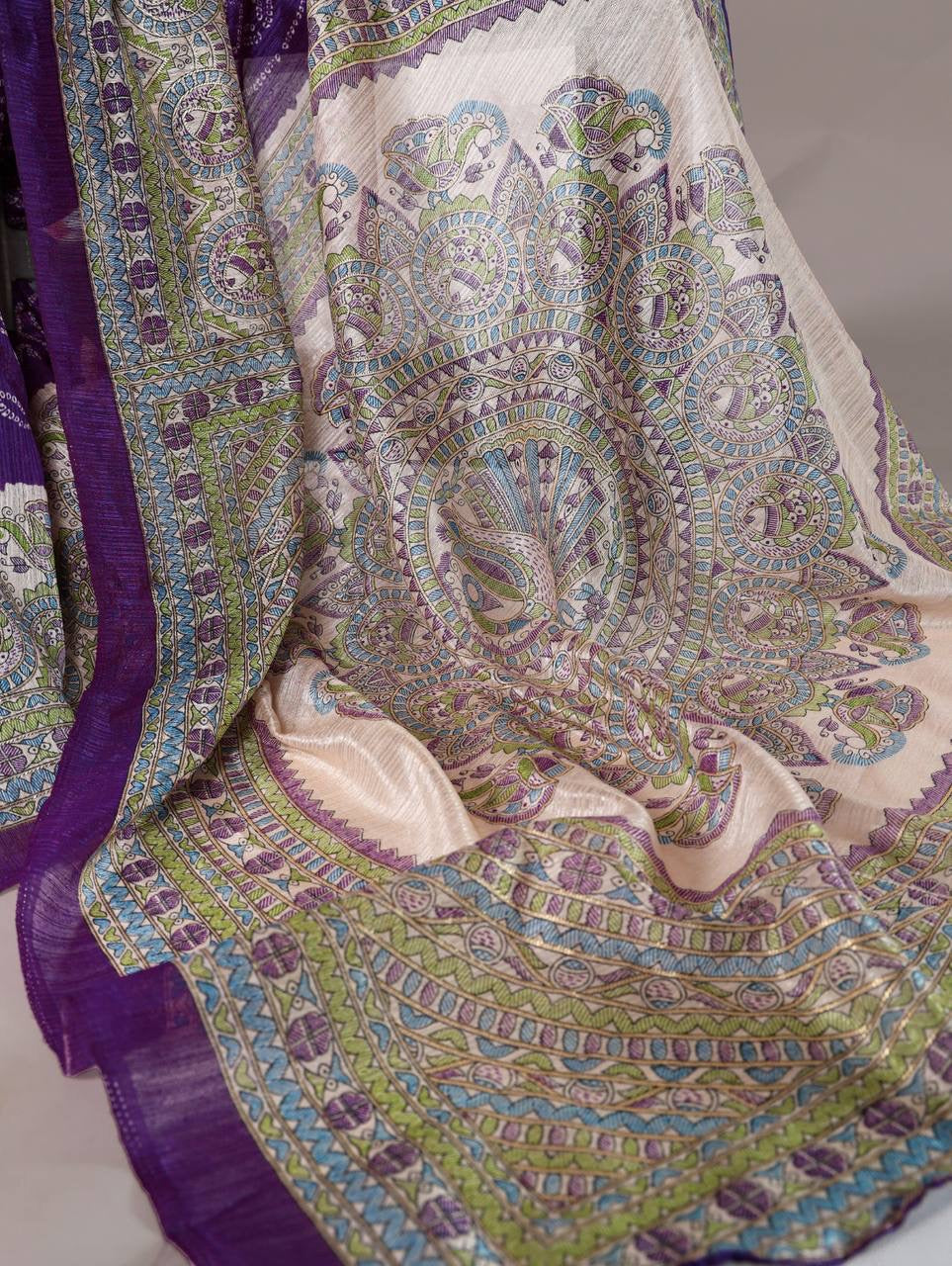 Purple Bandhani work Saree