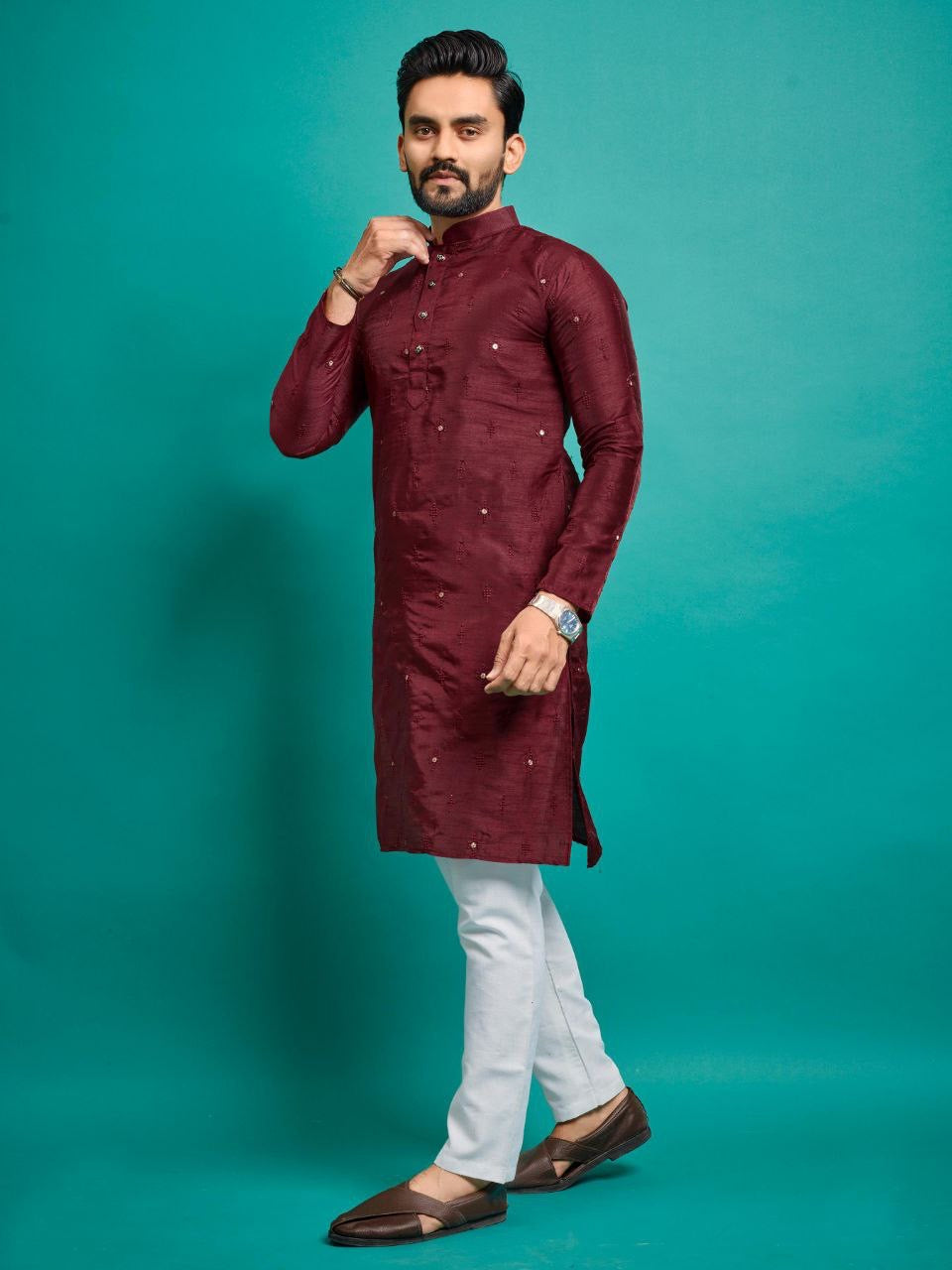 Soft Silk Kurta with Pajamas Set