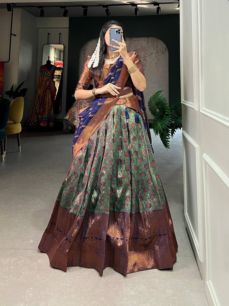 South Indian Embroidered Lehenga Set