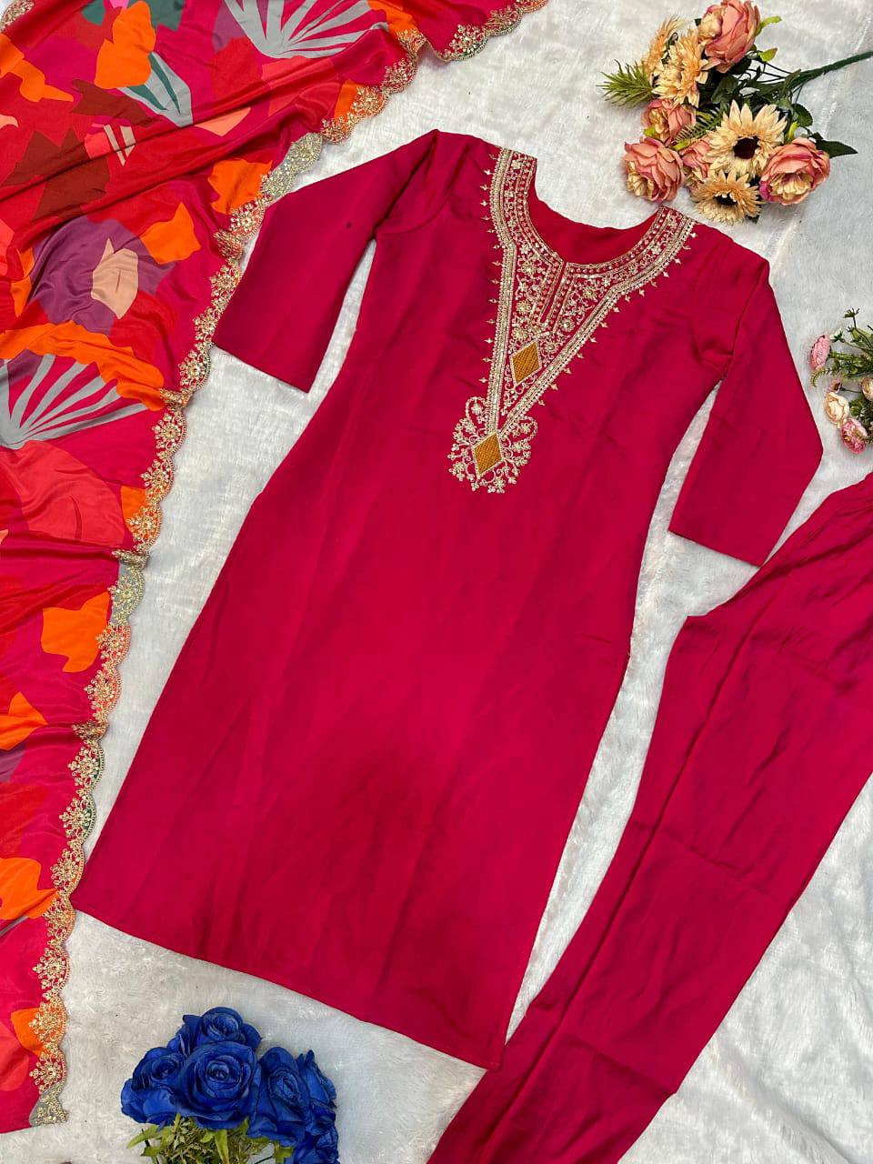 Readytowear embroidered Kurti with Pants for festive season