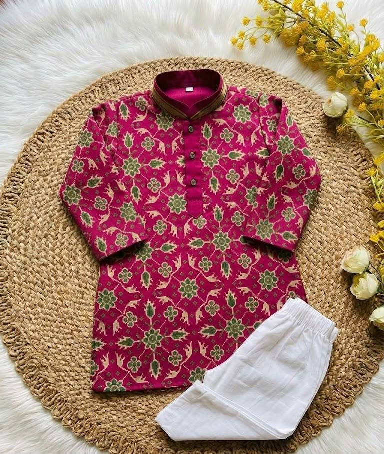 Boys’ Floral Printed Georgette Kurta & Pants Set