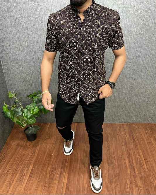 Men Short Sleeves Printed Shirt