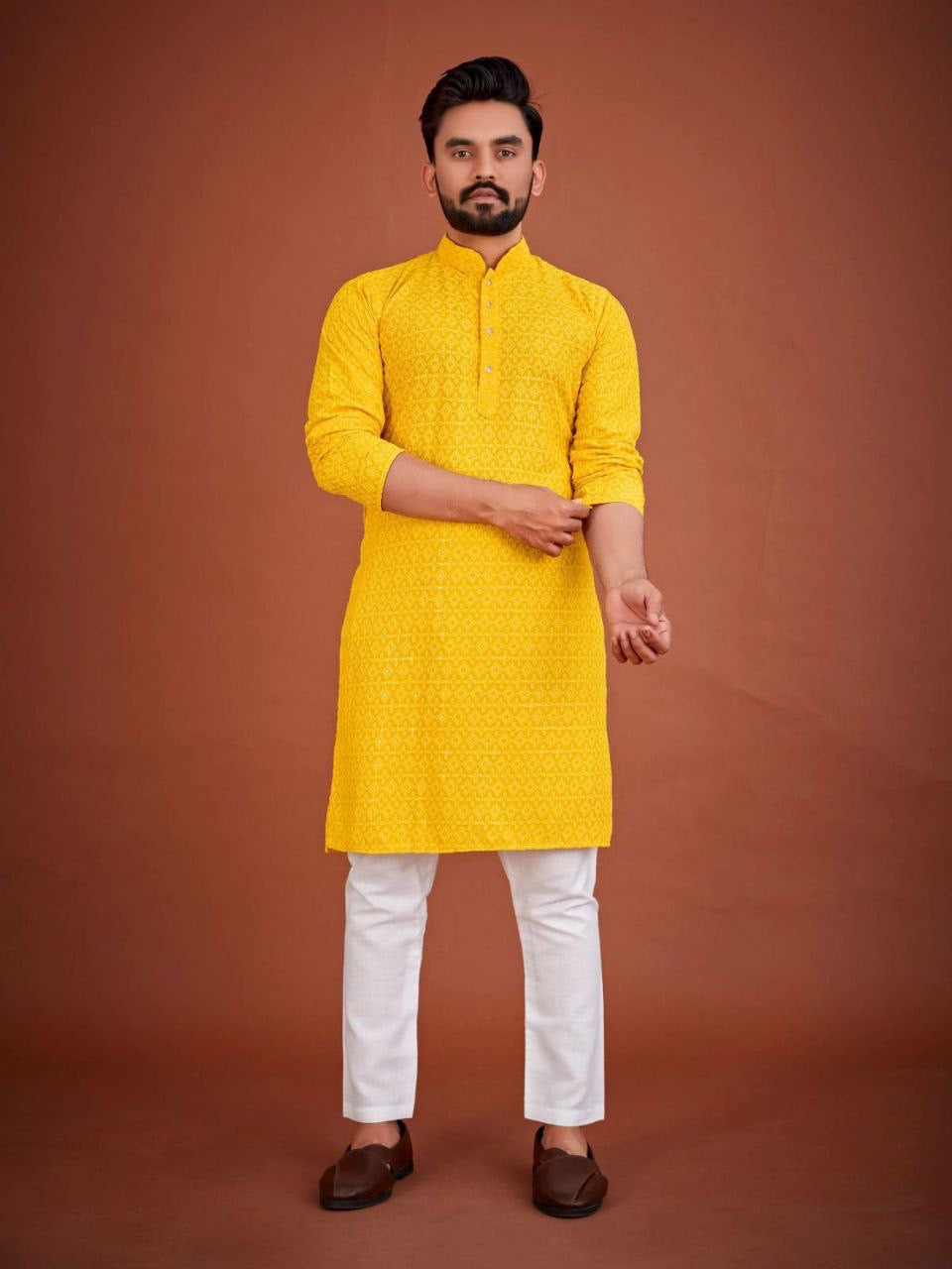 Men Chikankari Kurta with Pants Set