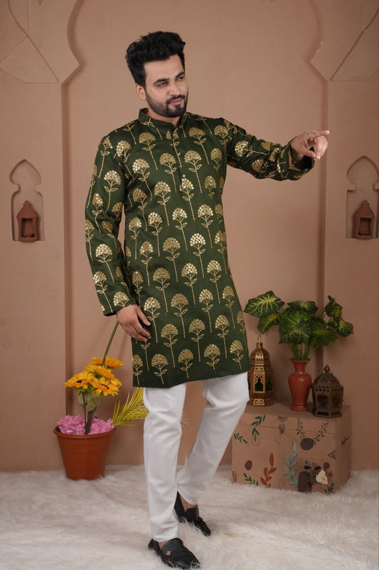Men’s Cotton Silk Embroidered Kurta