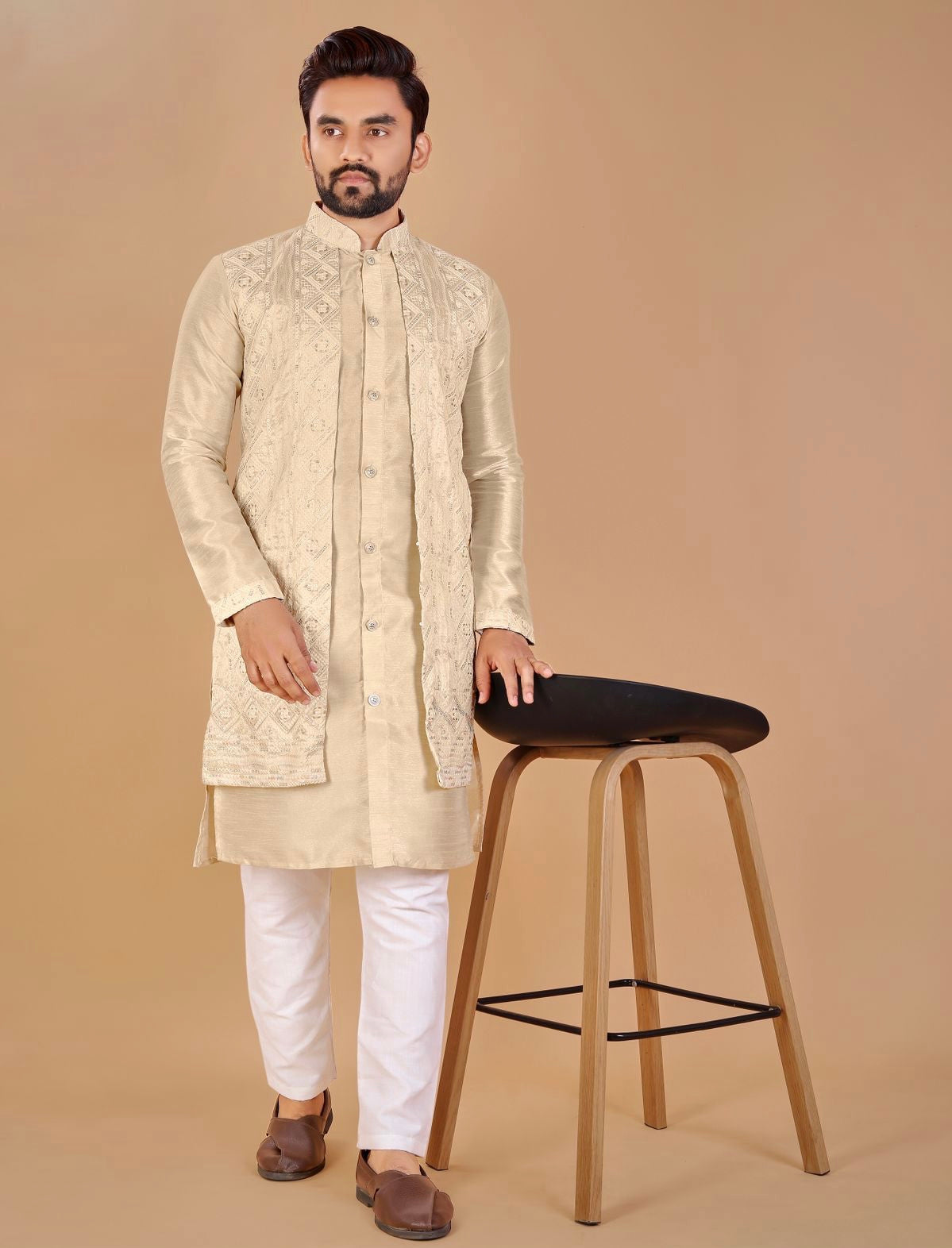 Luxe Cream Kurta with Jacket