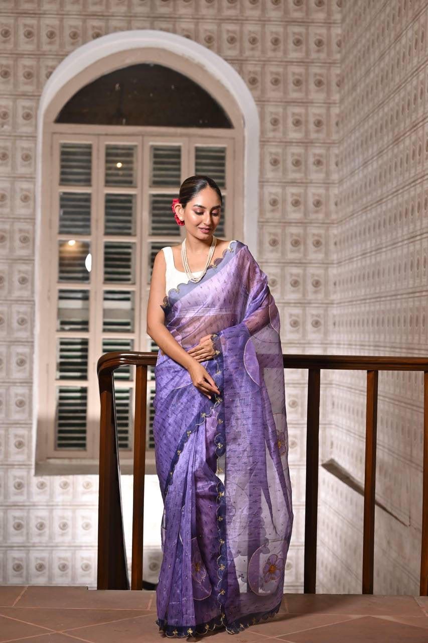 Ankita Purple Organza Sarees