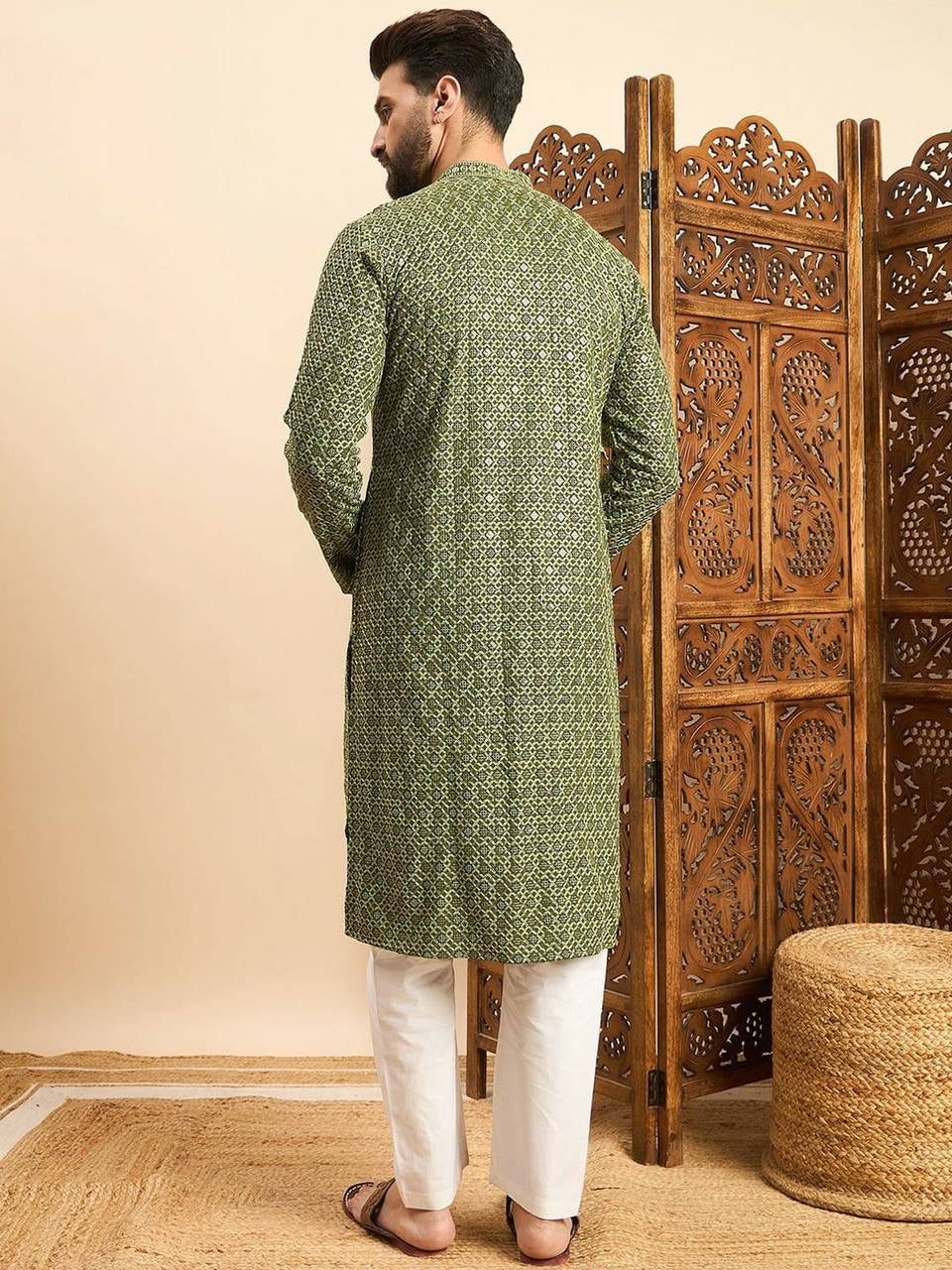 Green Embroidered Ethnic Wear  Kurta