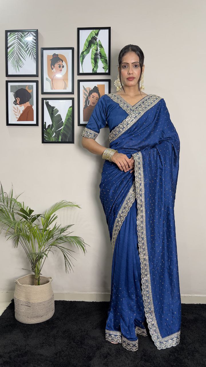 Designer Vichitra Silk Saree