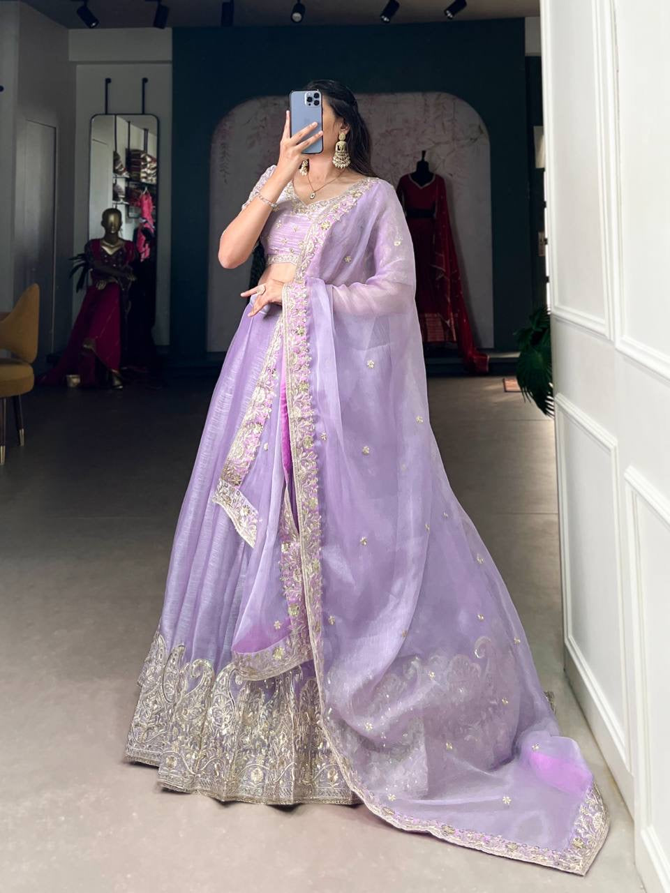 Anvika Purple Cotton Silk Lehenga