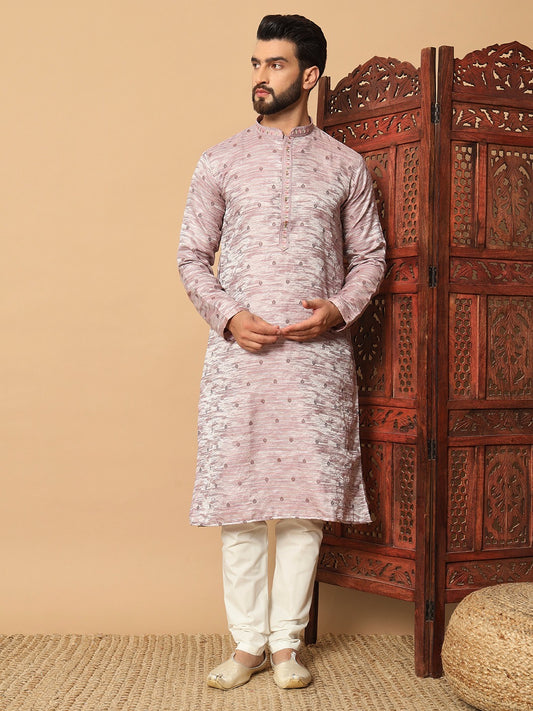 Jacquard Kurtas set with Sequins work - Pink