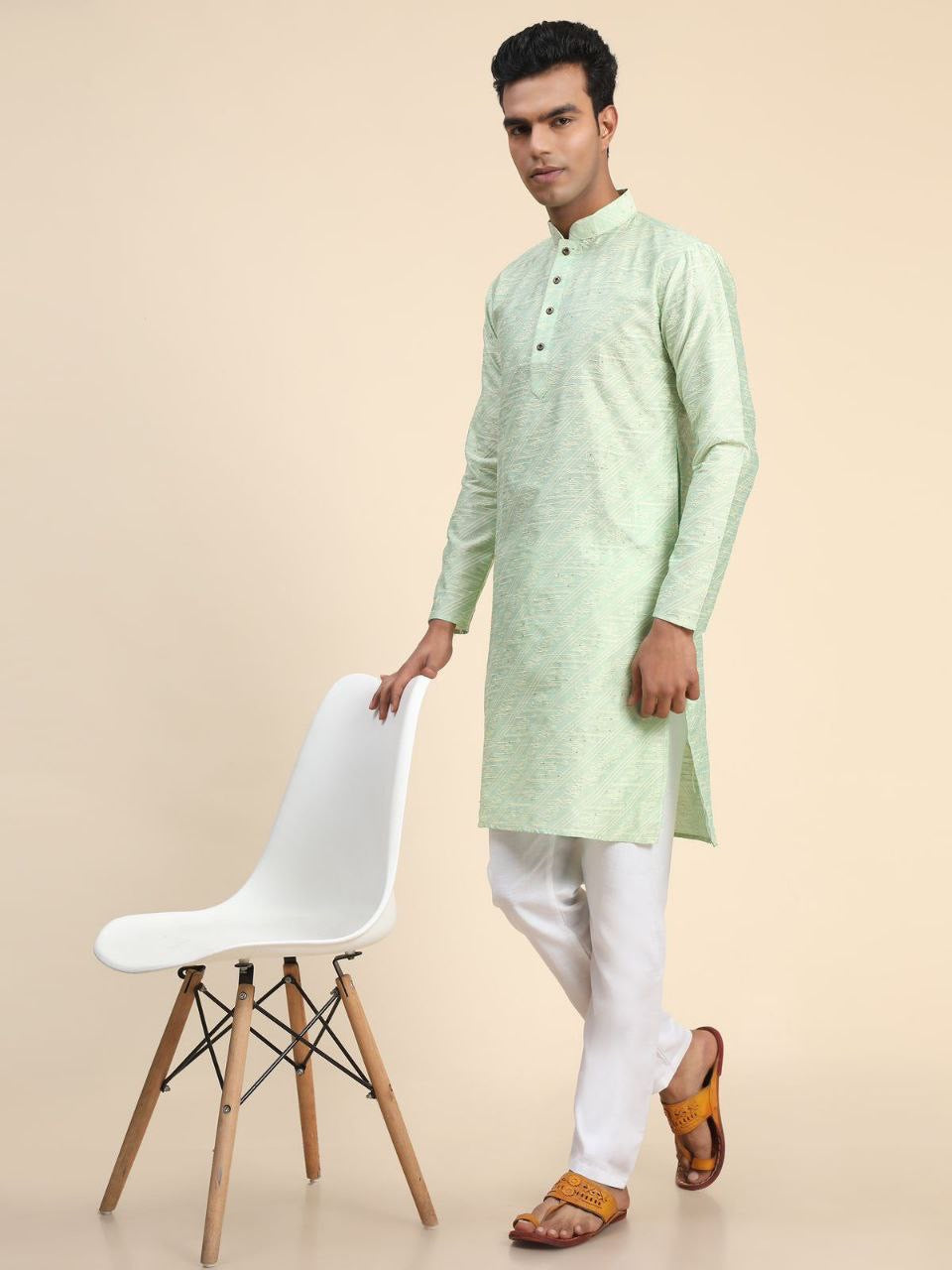 Jacquard Silk Kurta with Pyjamas