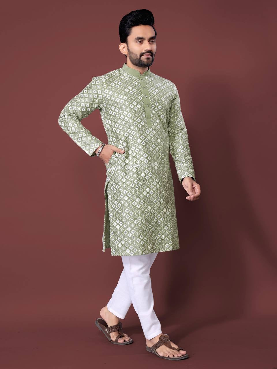 Men Thread Work Kurta for all Season