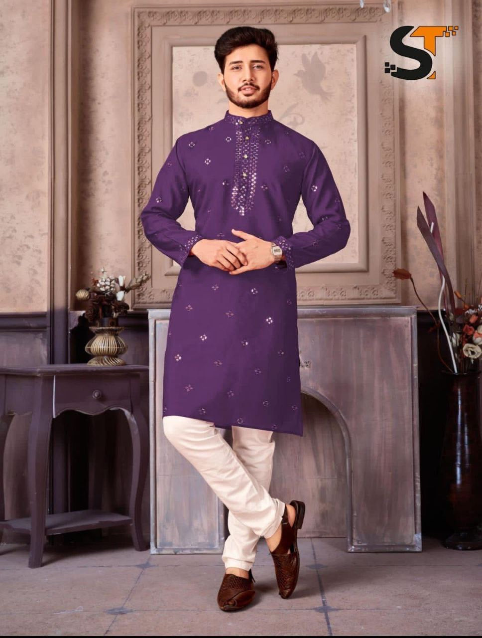 Mirror work Kurta with Pants set