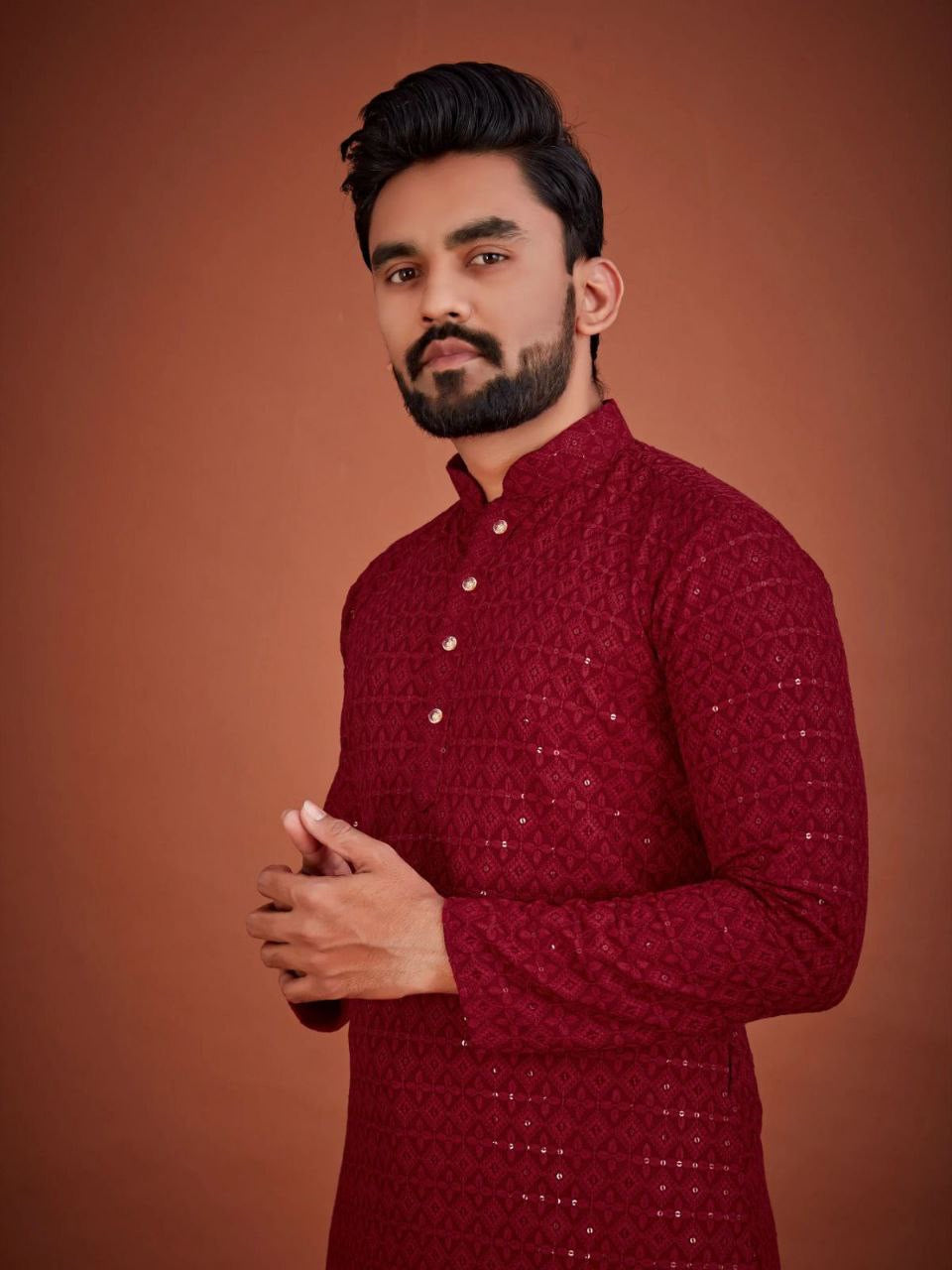 Men Chikankari Kurta with Pants Set