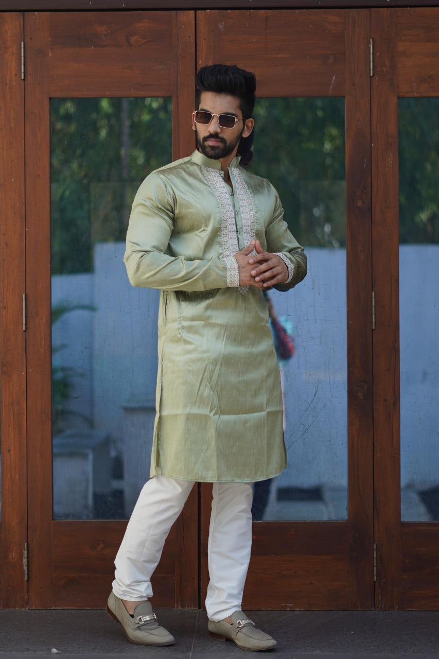 Aarush Cotton Silk Men Kurta