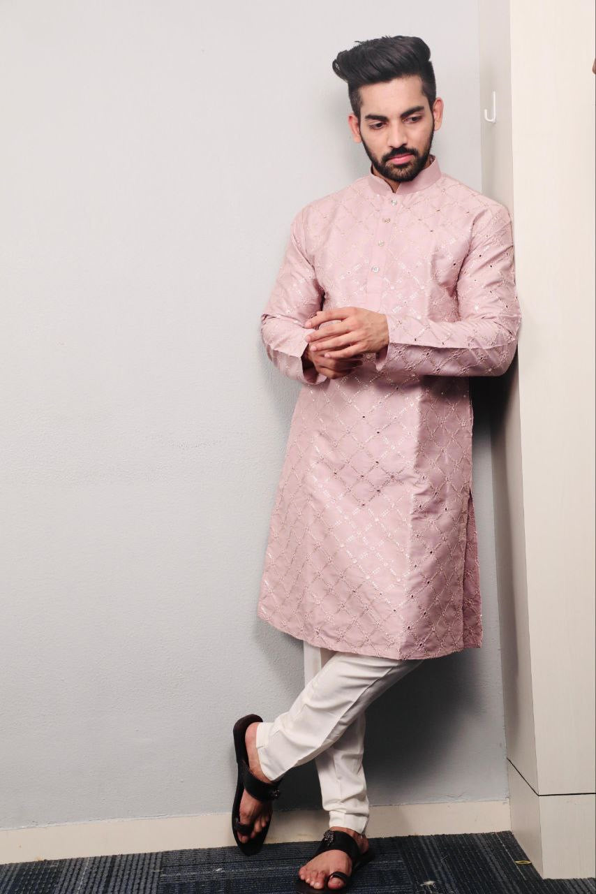 Men Mirror work Kurta with Pajamas