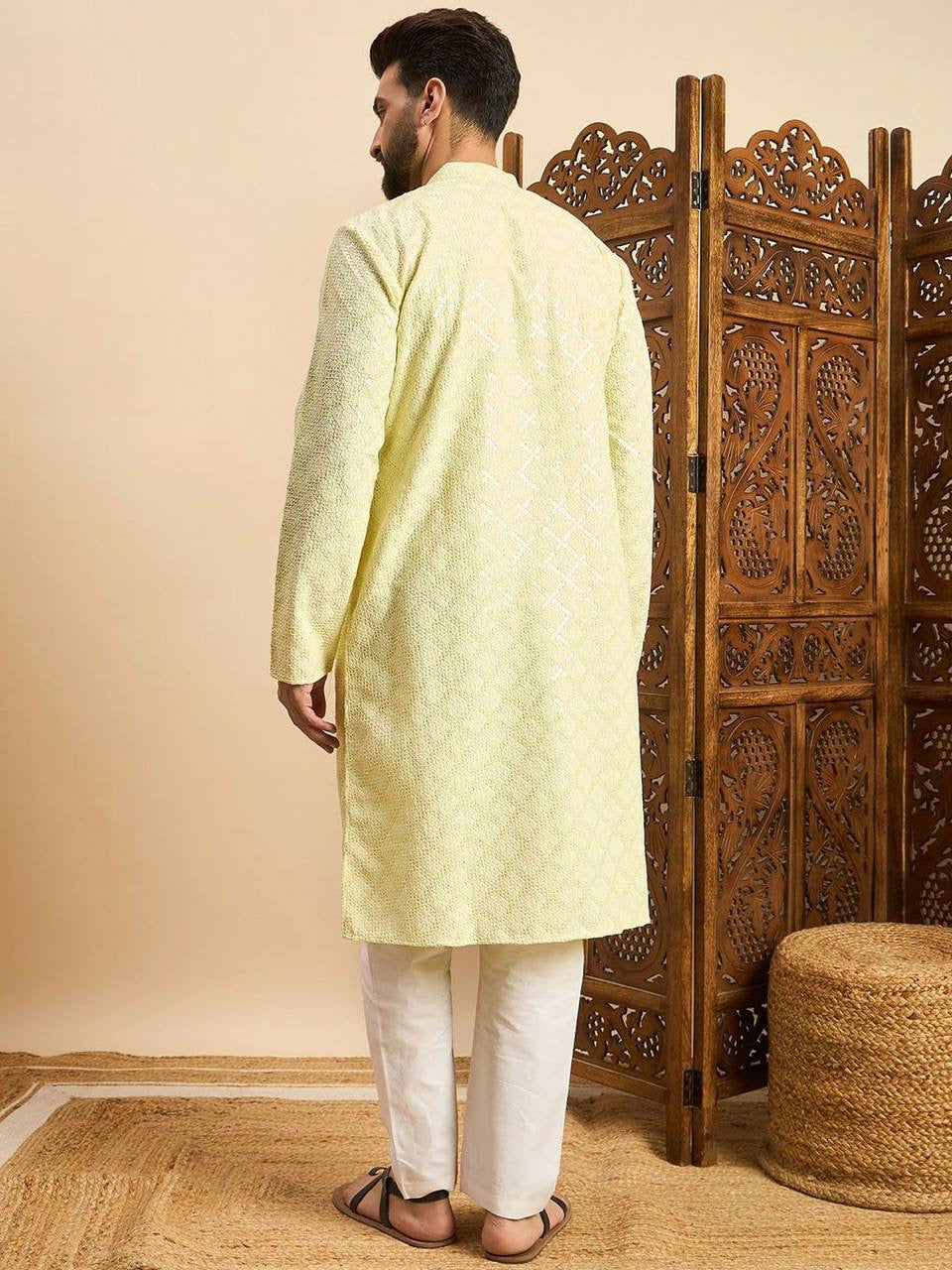 Ethnic Wear Yellow Embroidered Kurta