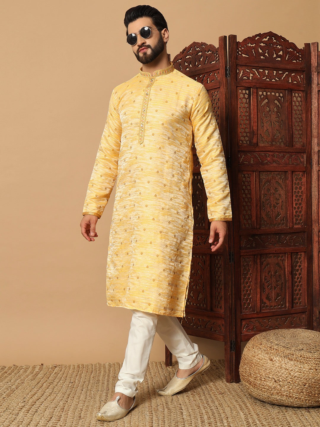 Designer Jacquard Kurtas set with Sequins work