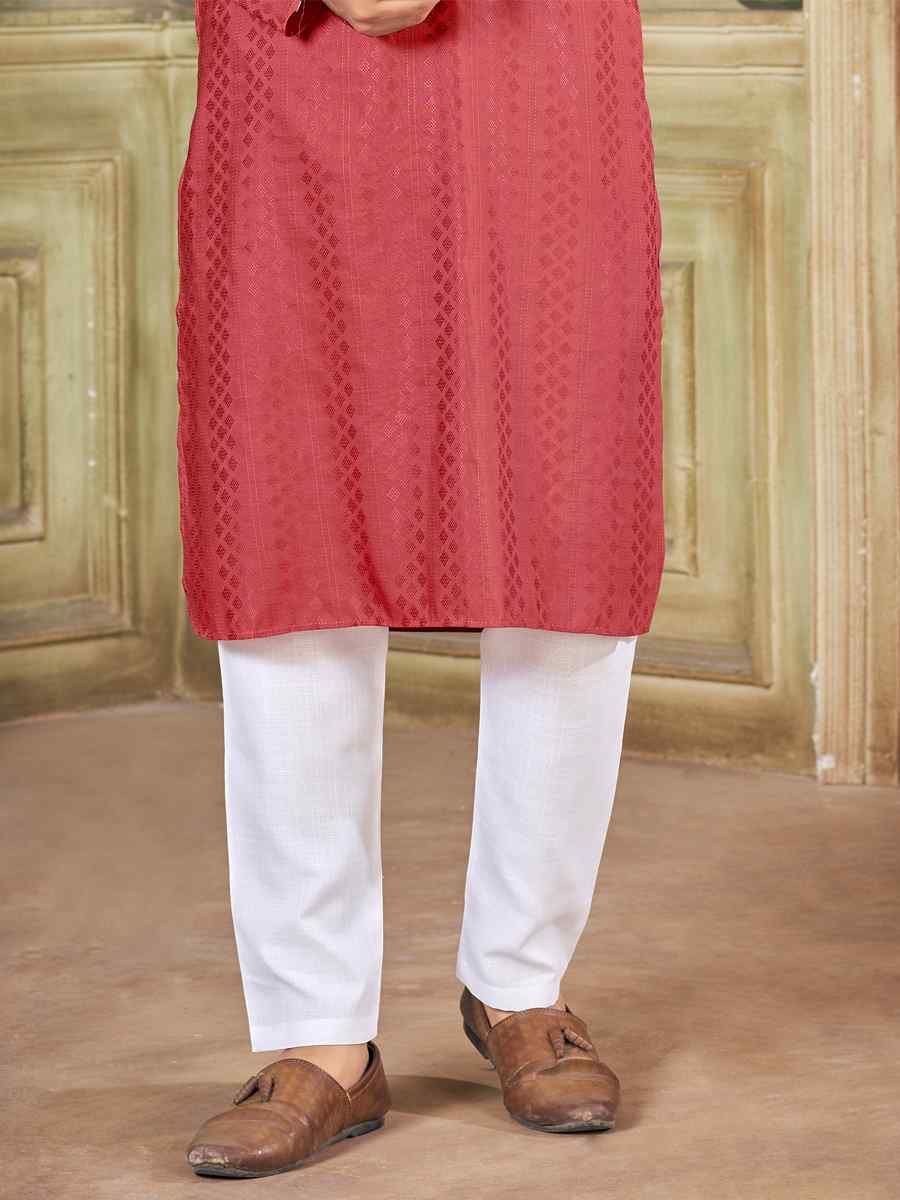 Anantam Georgia Peach Pure Viscose Embroidered Kurta Set