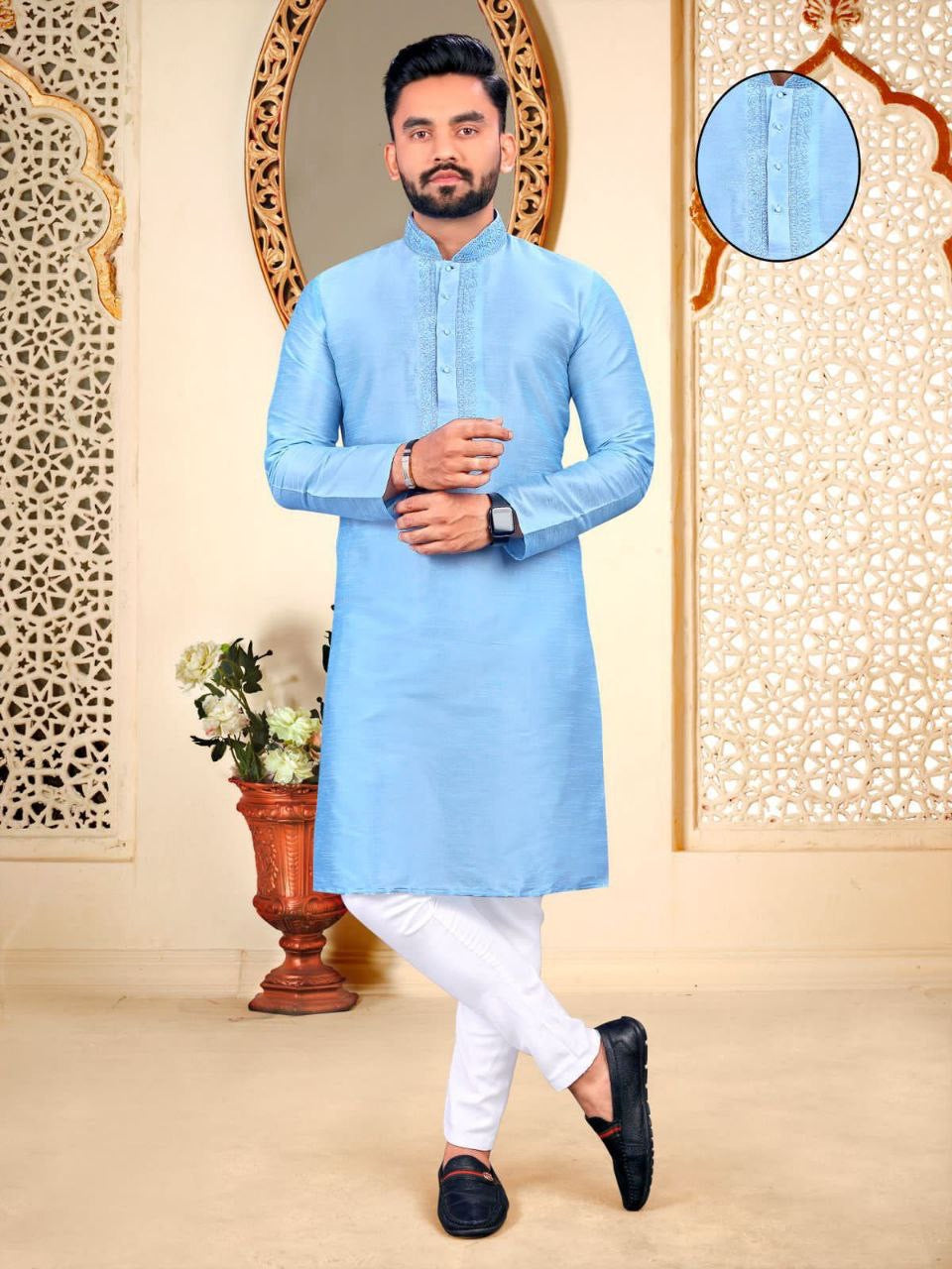 Men  Traditional Cotton Silk Kurtas