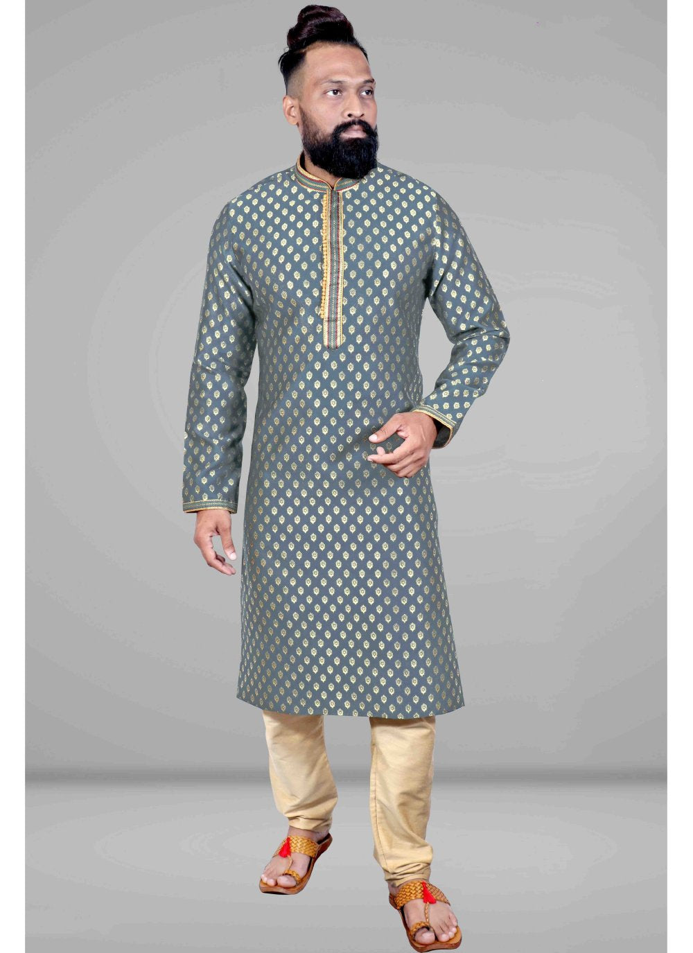 Men Jacquard Embroidered Kurta