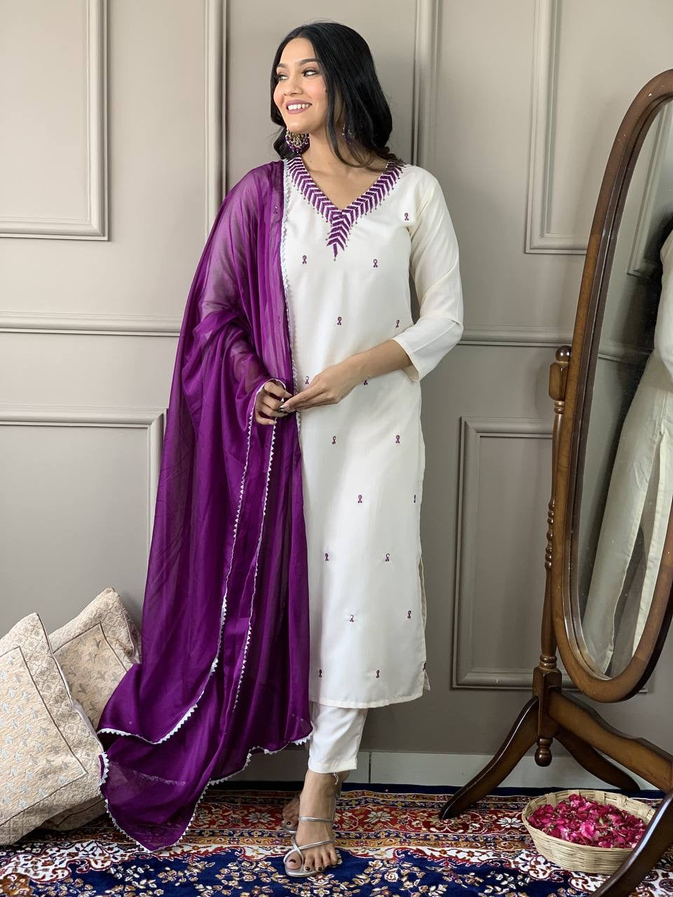 Sana Rayon Kurti Set with Pants & Dupatta