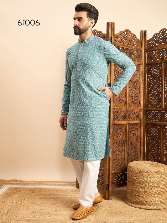 Embroidered Mandarin Collar Straight Kurta