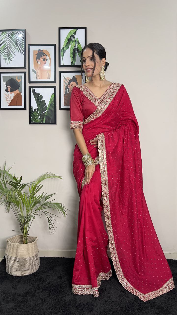 Designer Vichitra Silk Saree