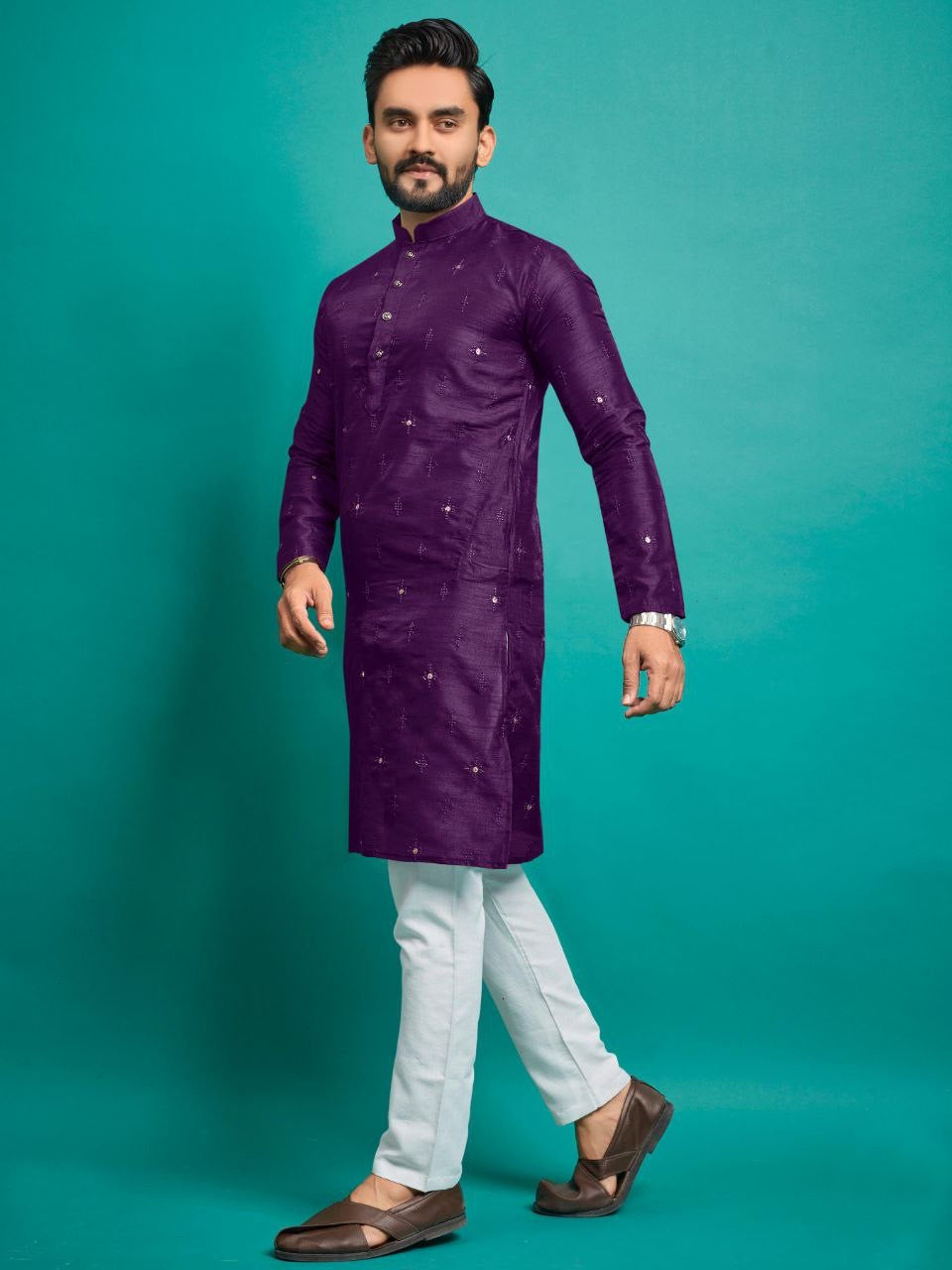 Soft Silk Kurta with Pajamas Set