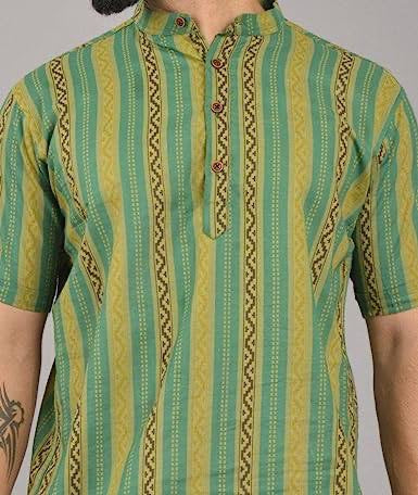 Green Men Long Sleeves Shirt Kurta