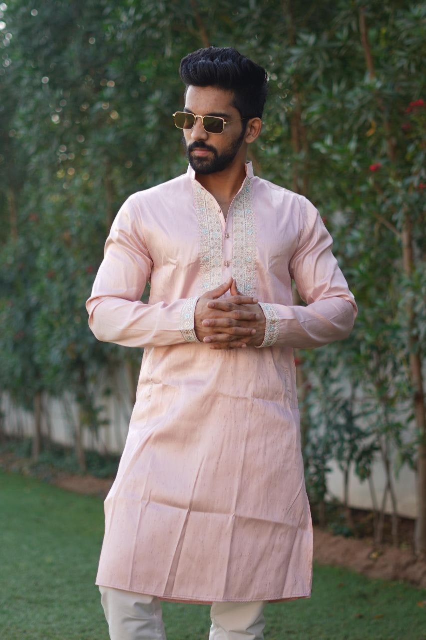 Aarush Cotton Silk Men Kurta