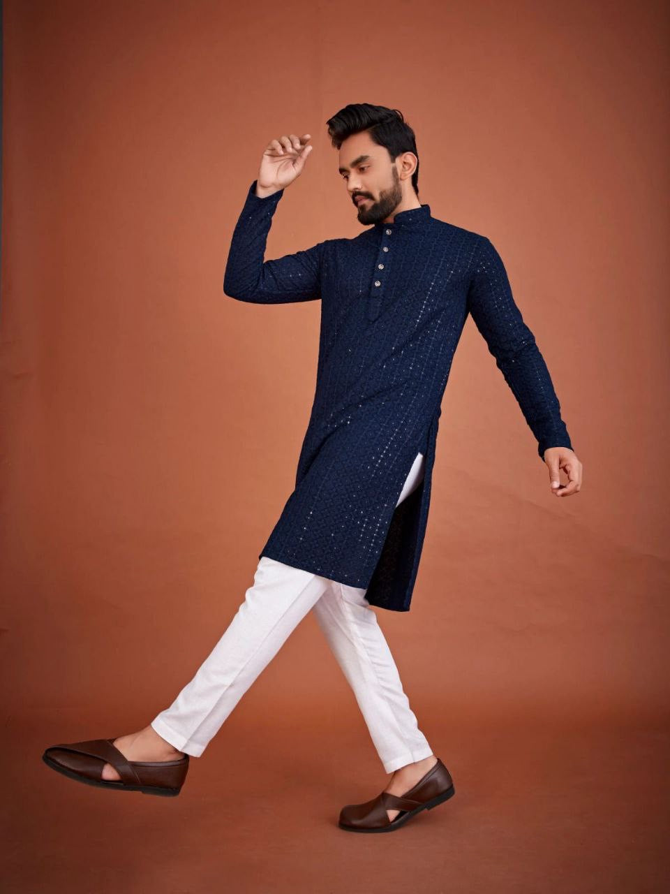 Men Chikankari Kurta with Pants Set